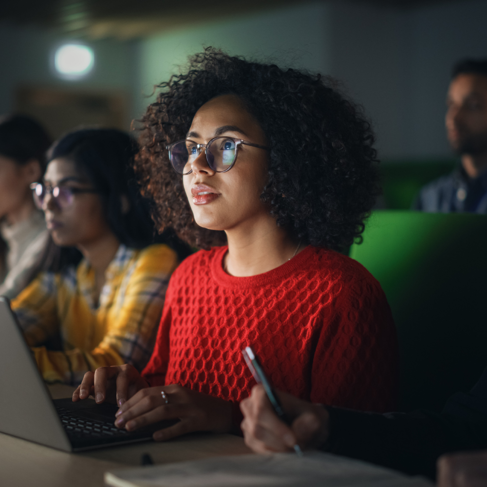 Female student in class