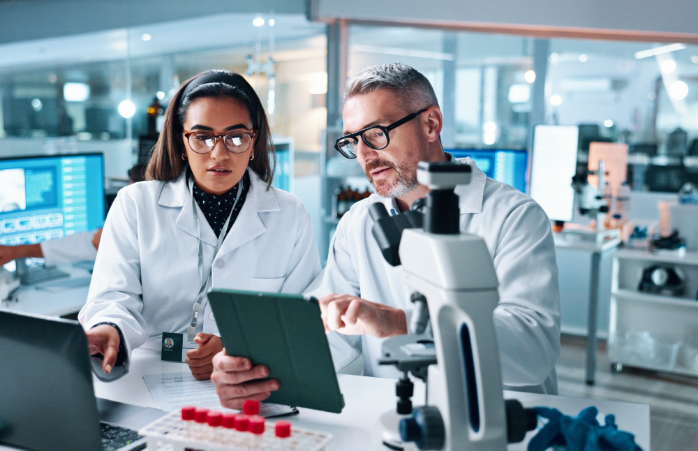 Scientists in clinical trial