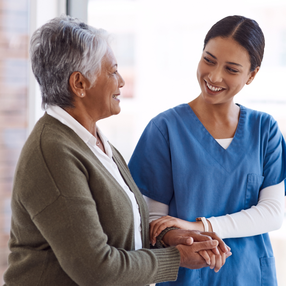 Senior with caregiver