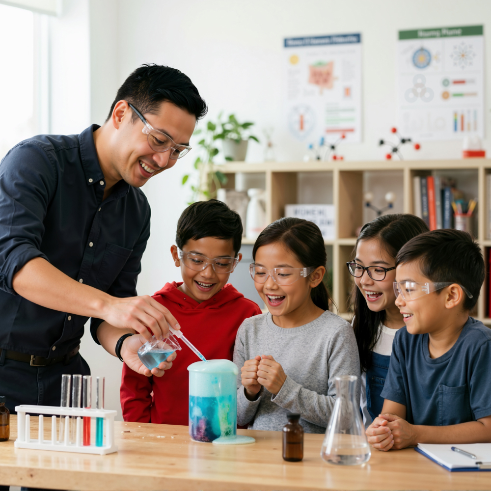 Teacher with students