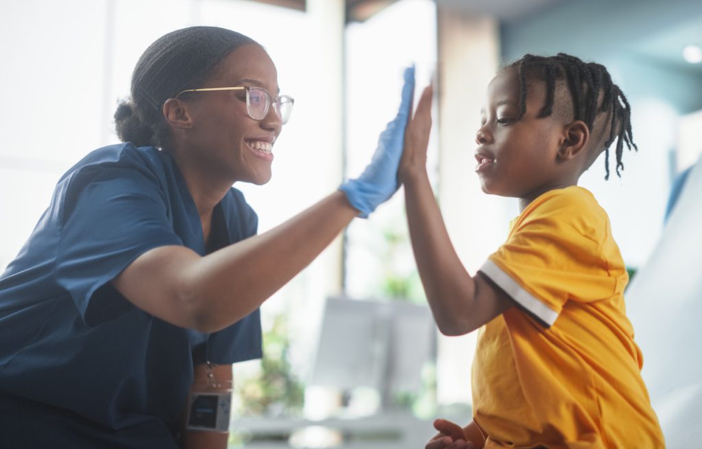 Young by with nurse